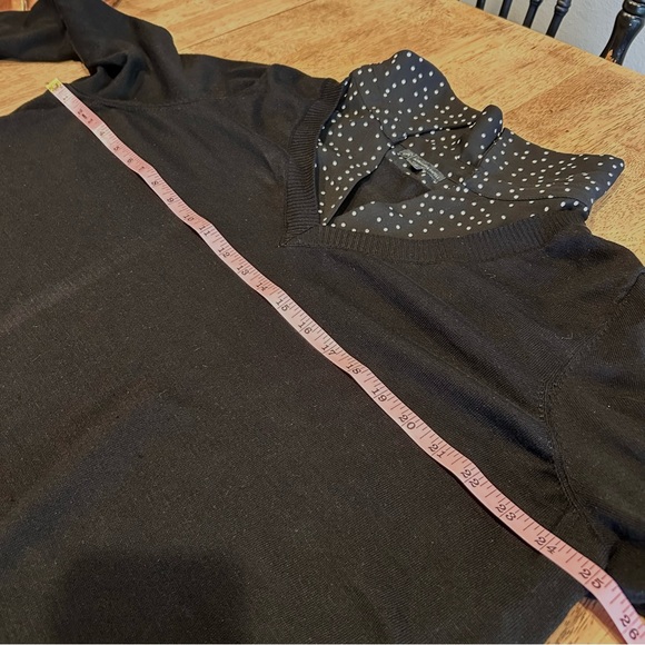 Adrianna Papell Black Polka Dot Twofer Sweater with Collar Size 2X - Picture 8 of 9